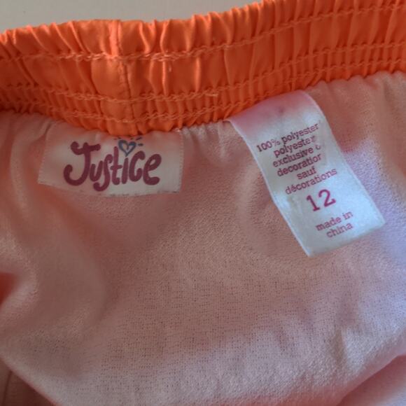 JUSTICE Neon Orange Casual Workout Sporty Shorts 12 - Picture 6 of 8